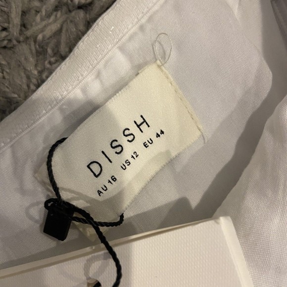 DISSH NEW Lexi White Linen Midi Dress Size US 12 AU 16 - Picture 15 of 16
